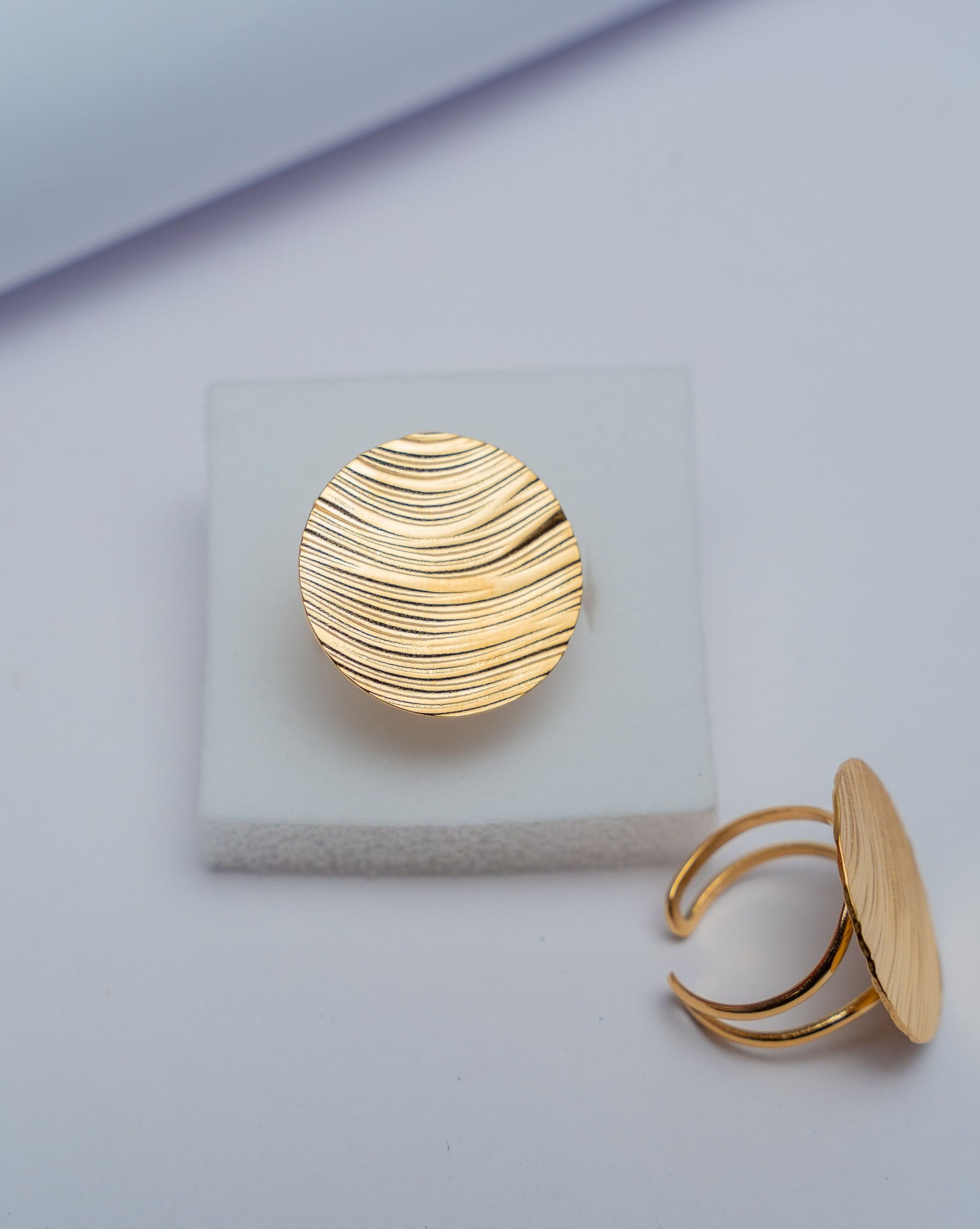 Textured Gold Cuff Ring