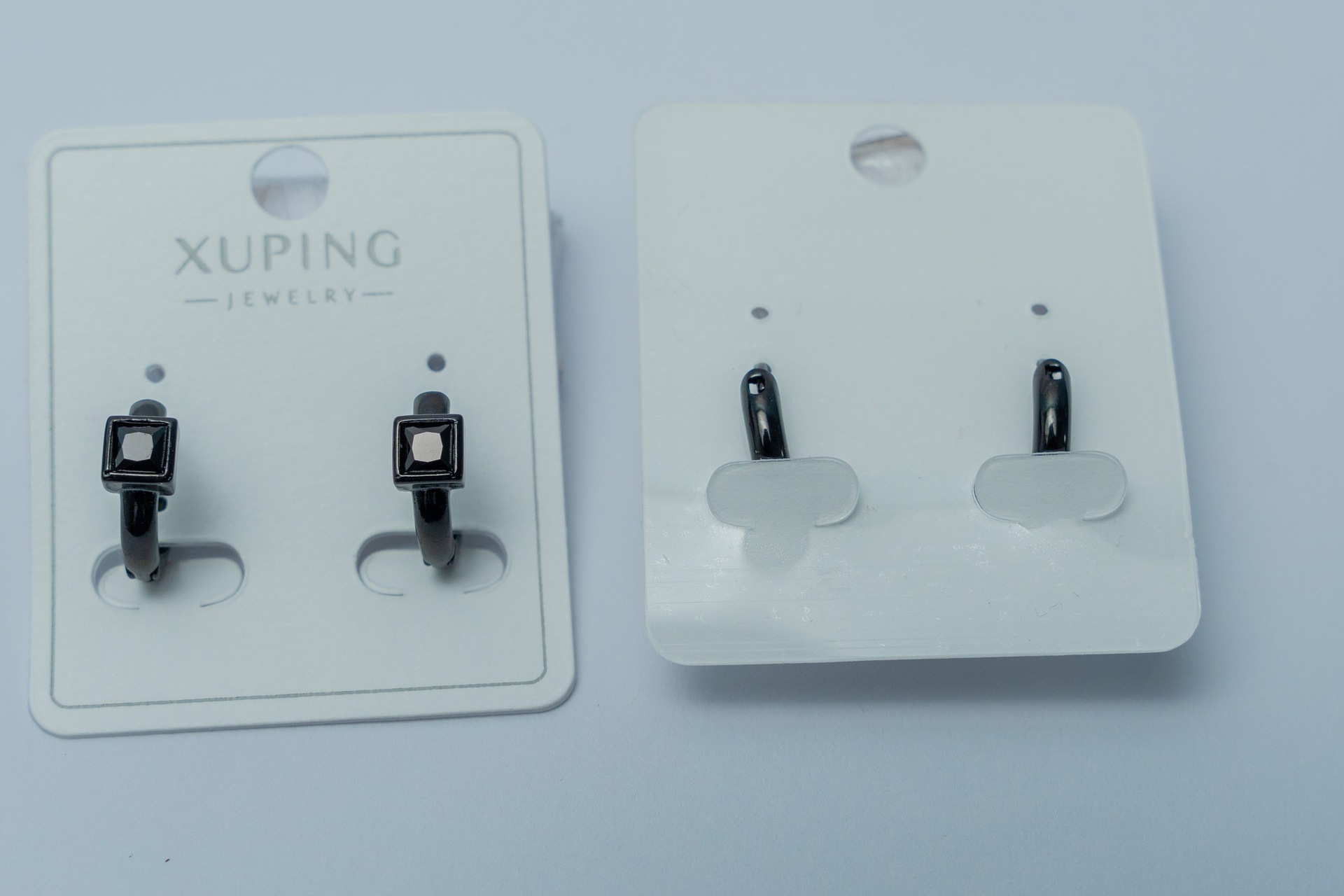 Black Square Stud & Cross Earring Set