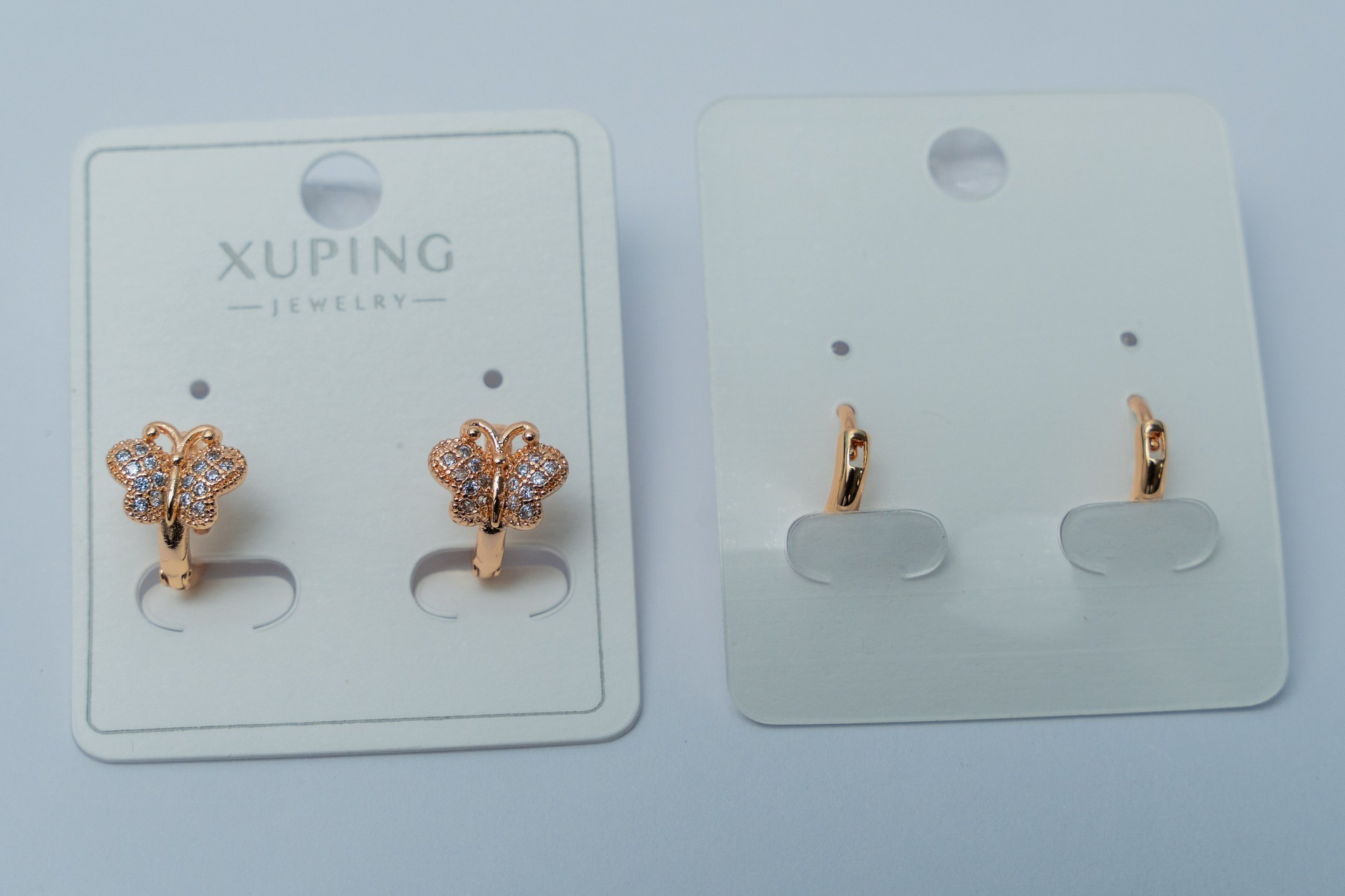 Gold-Tone Butterfly & Jade Hoop Earrings Bundle