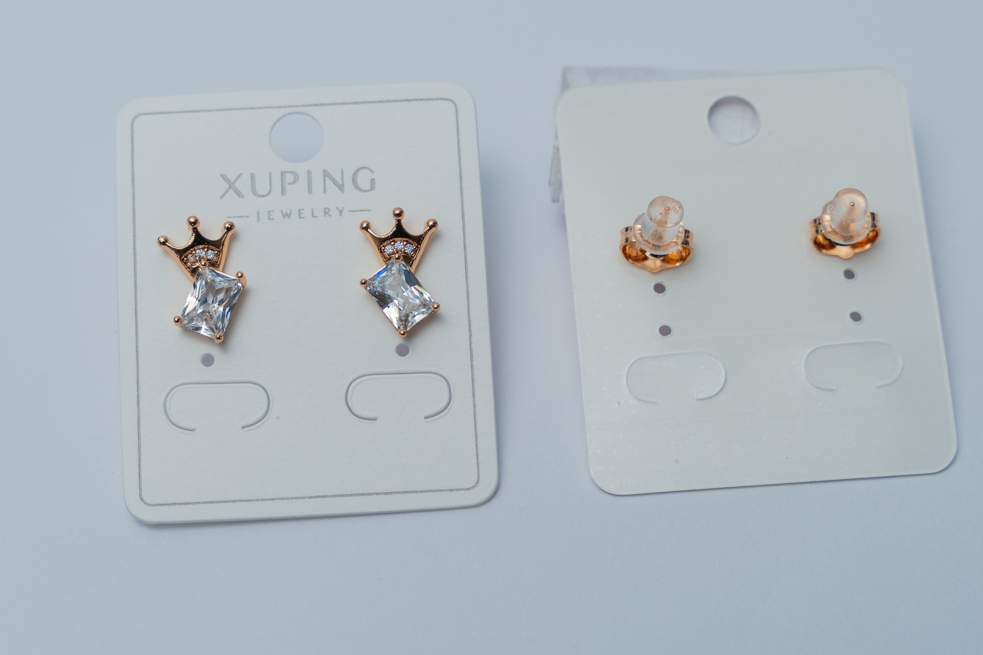 Crown & Crystal Gold-Tone Stud Earring Set