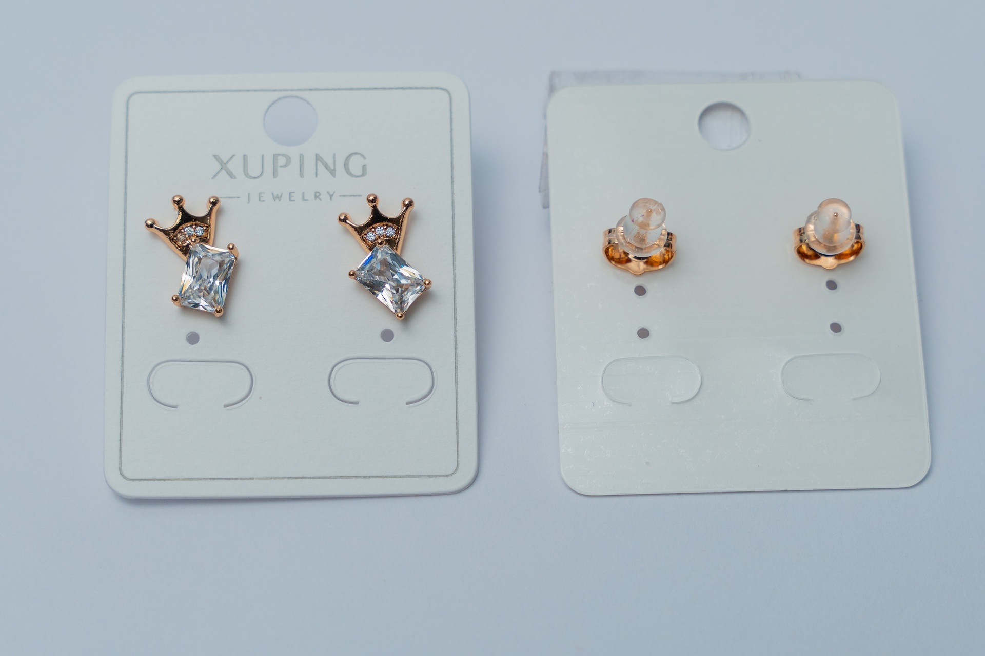 Crown & Crystal Stud Earring Set