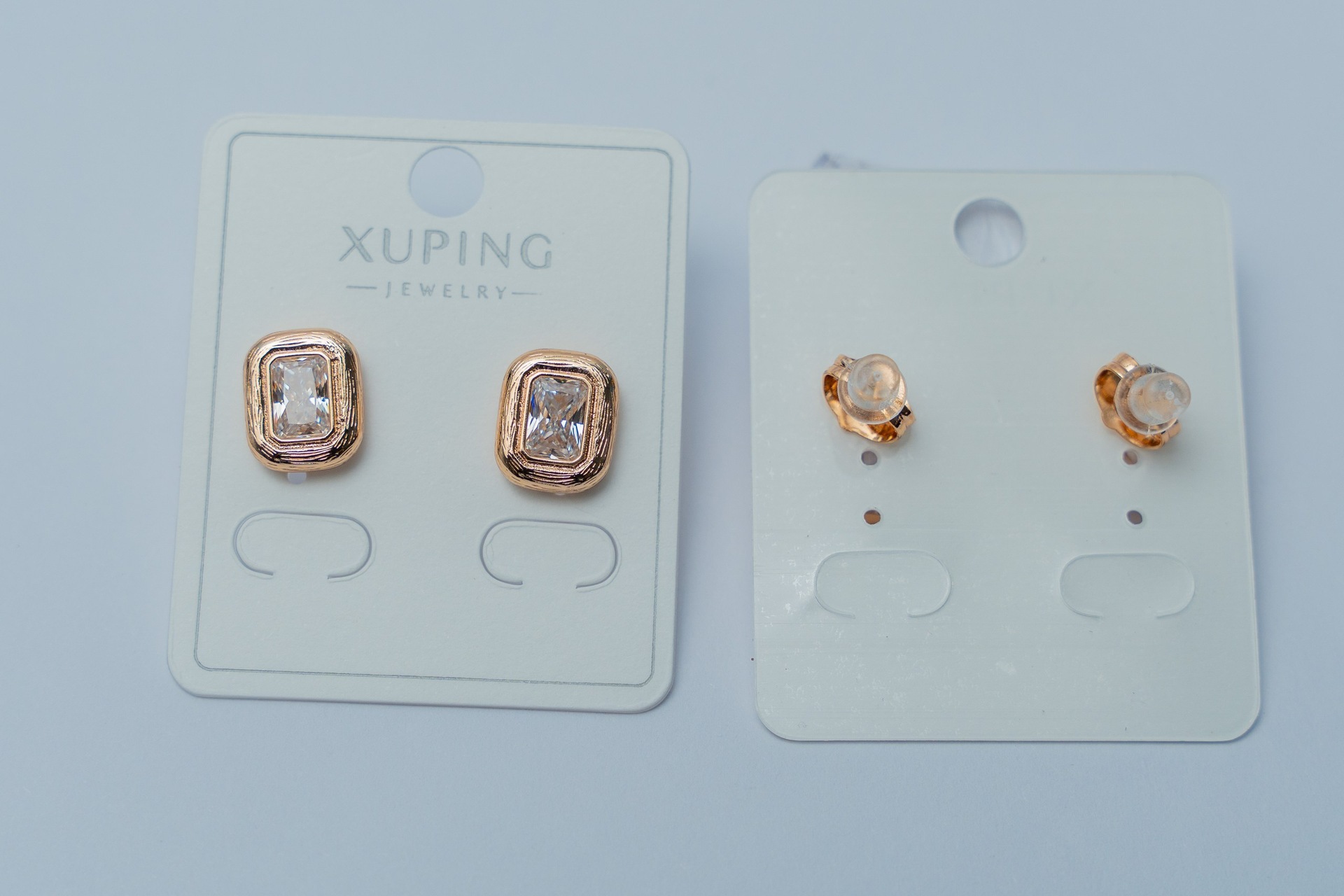 Gold-Tone Rectangular & Round Crystal Stud Earring Set