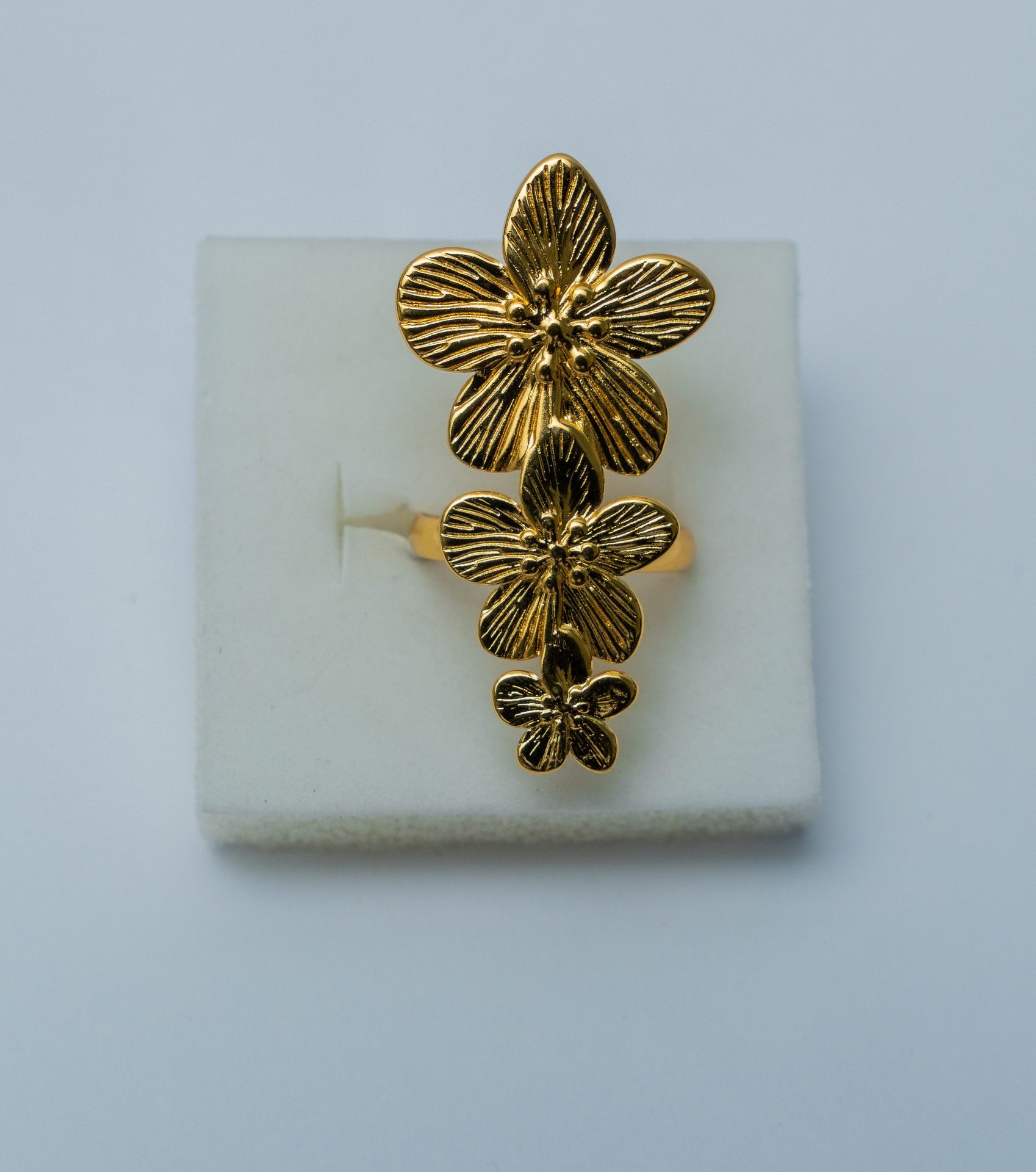 Gold-Tone Floral Cascade Ring