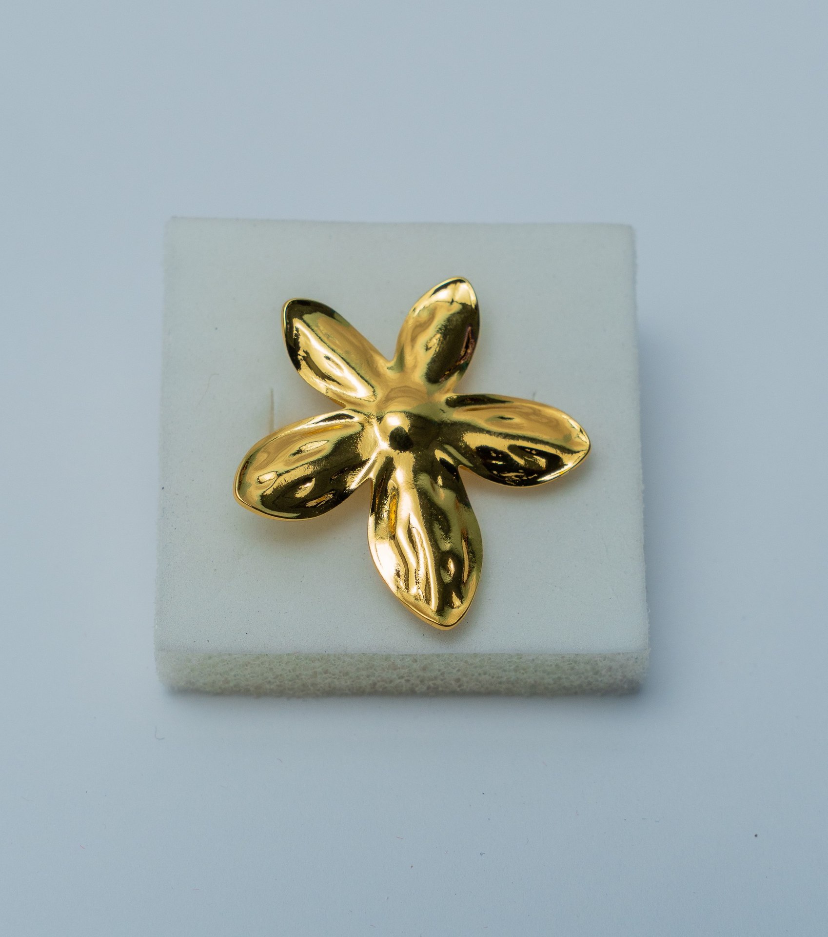 Gold-Tone Four Petal Flower Brooch