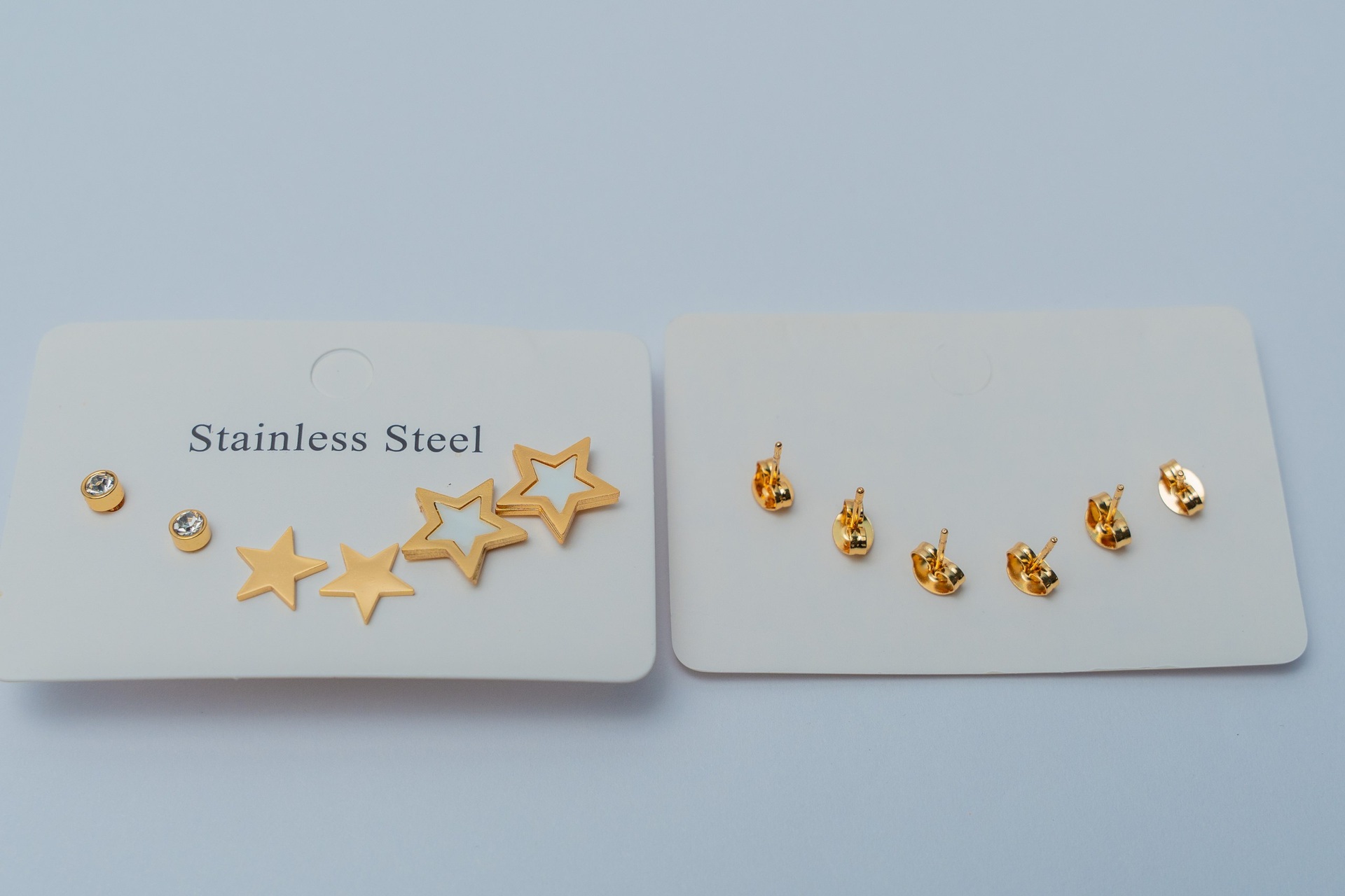 Gold-Tone Star & Crystal Stud Earring Set