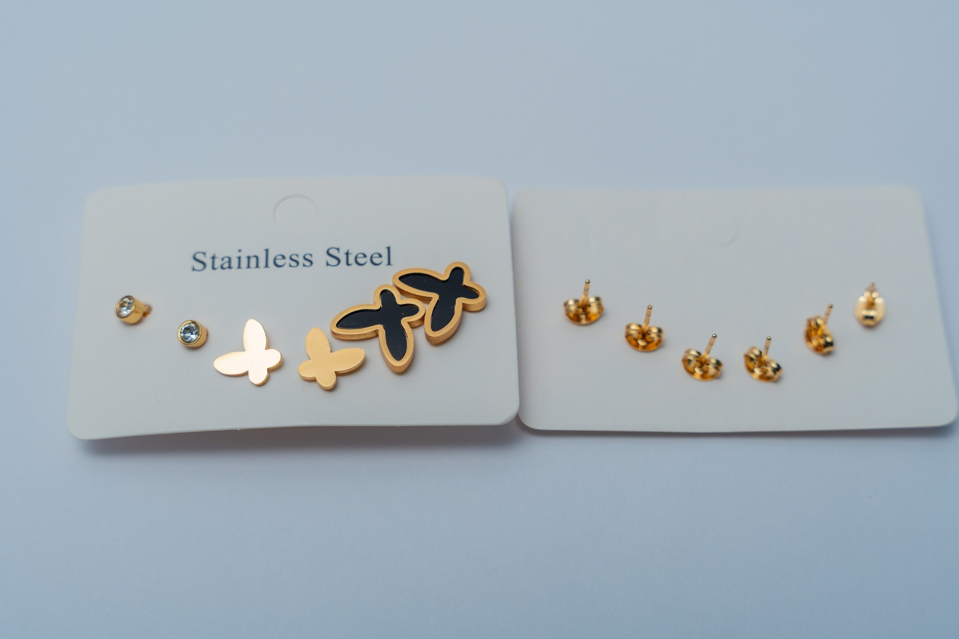 Gold-Tone Stainless Steel Stud Earring Set