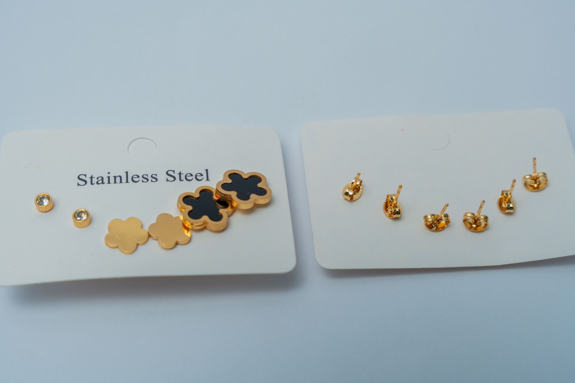 Gold-Tone Stainless Steel Stud Earring Set