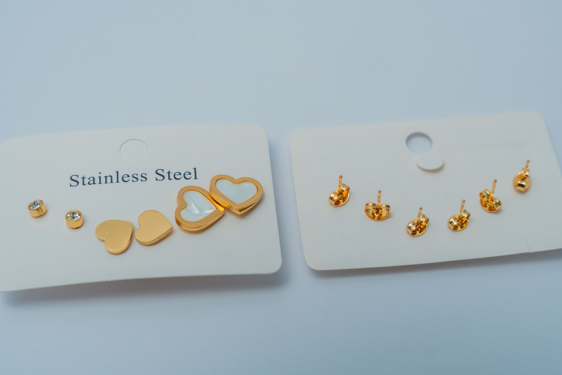 Gold-Tone Stainless Steel Stud Earring Set