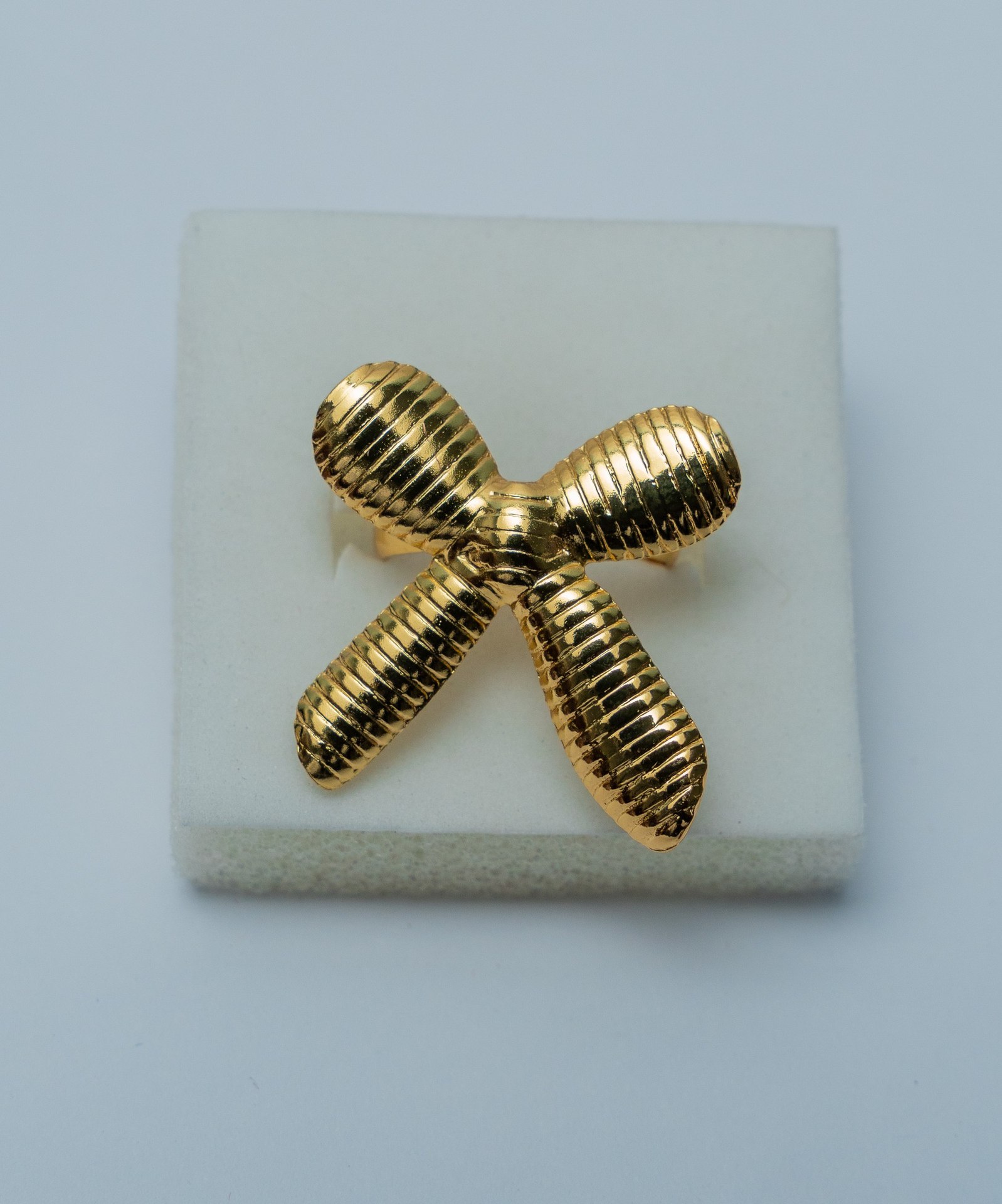 Gold-Tone Textured Cross Brooch