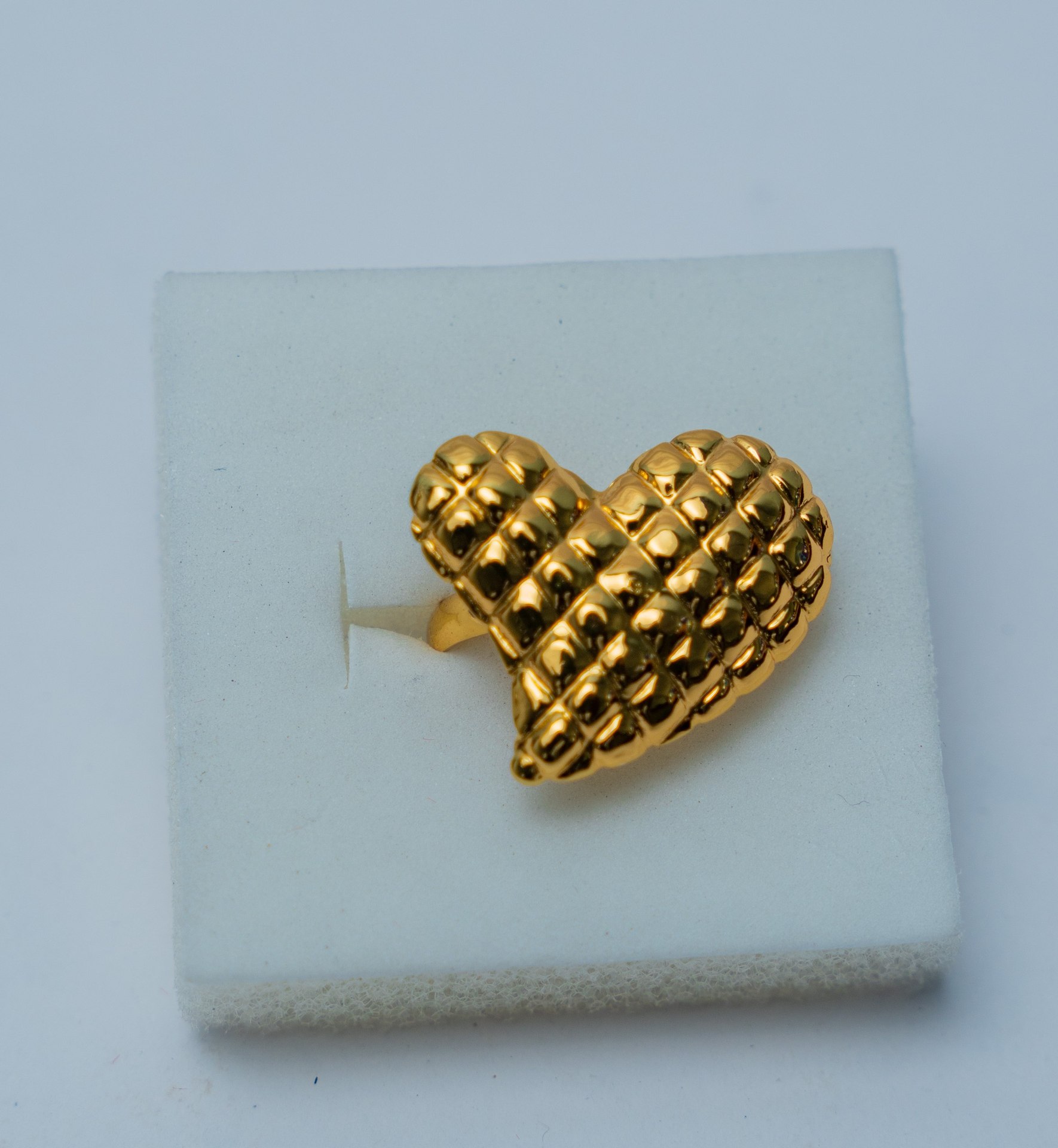 Gold-Tone Textured Heart Ring