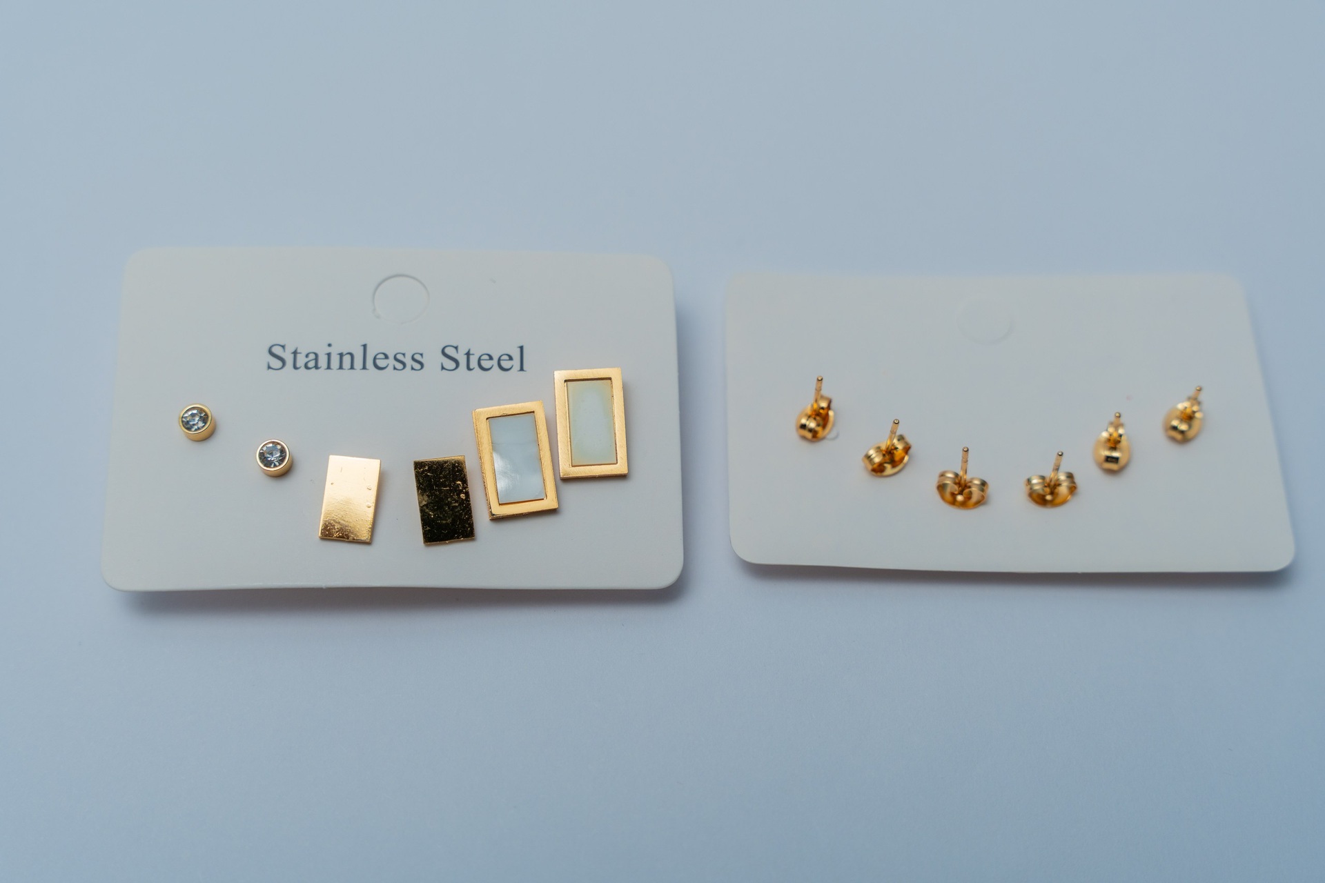 Gold-Tone Stainless Steel Mixed Style Earring Set