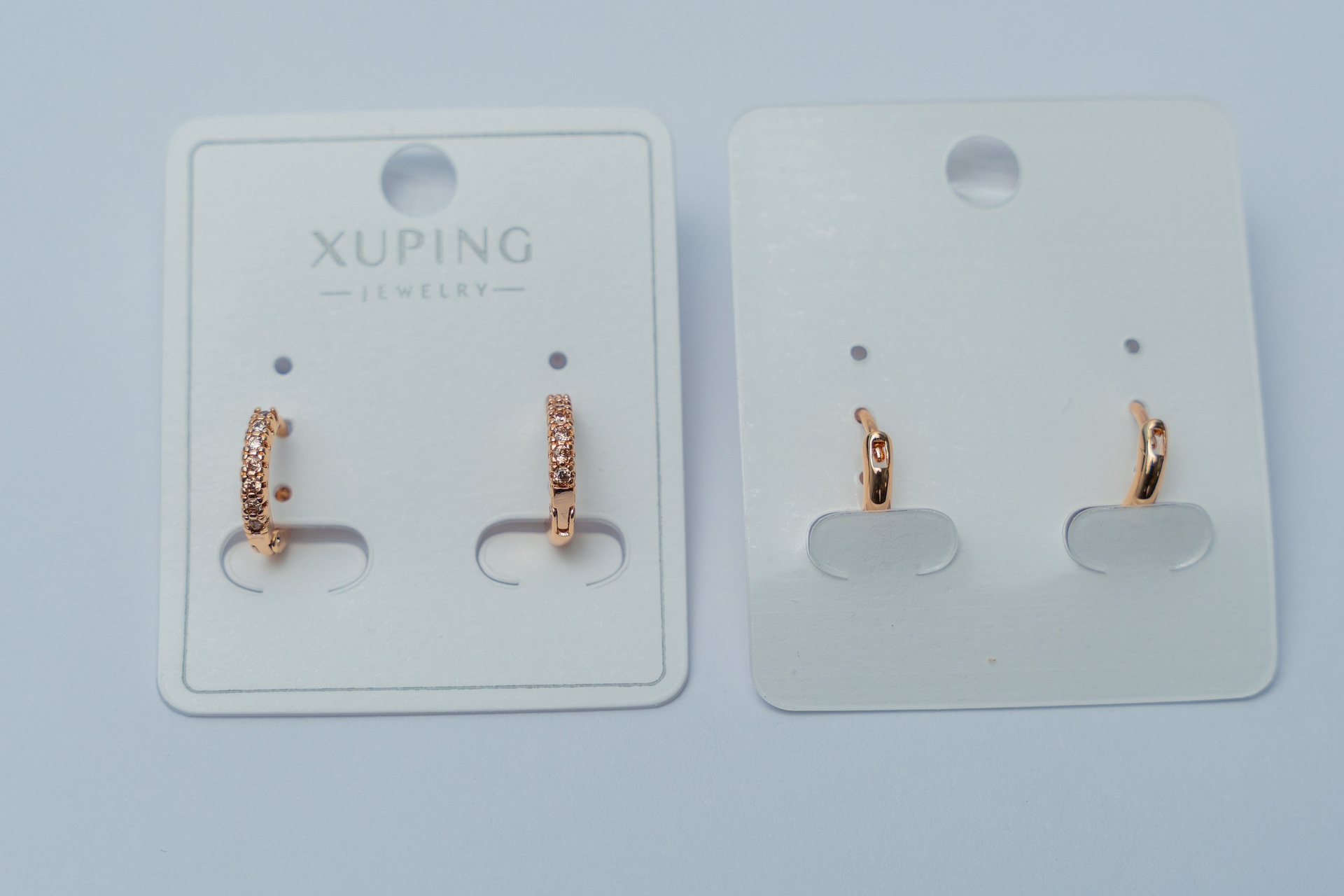 Rose Gold Cubic Zirconia Hoop Earrings Duo