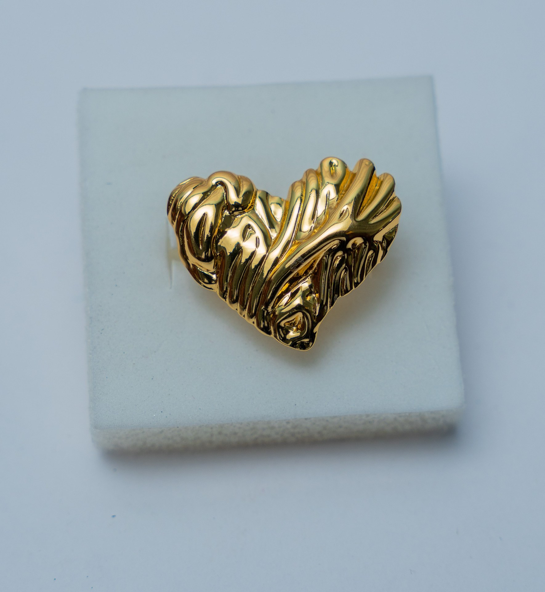 Textured Gold-Tone Heart Ring