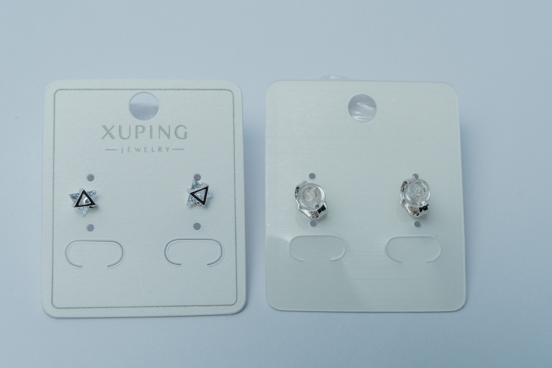Xuping Jewelry Triangle & Crystal Stud Earring Set