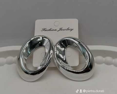Silver Oval Hoop Earrings