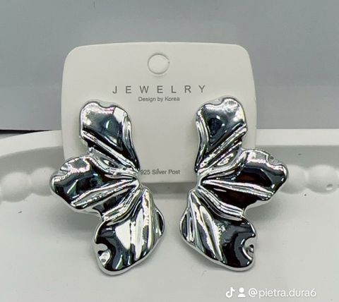 Silver Butterfly Drop Earrings