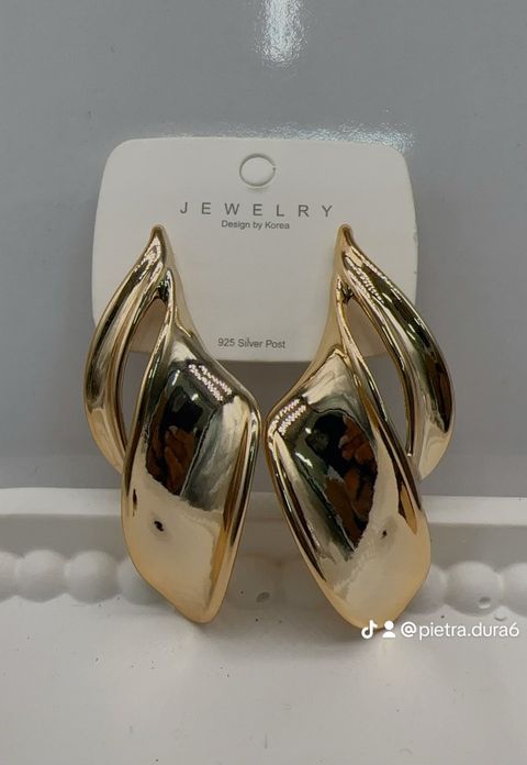 Gold Organic Drop Earrings
