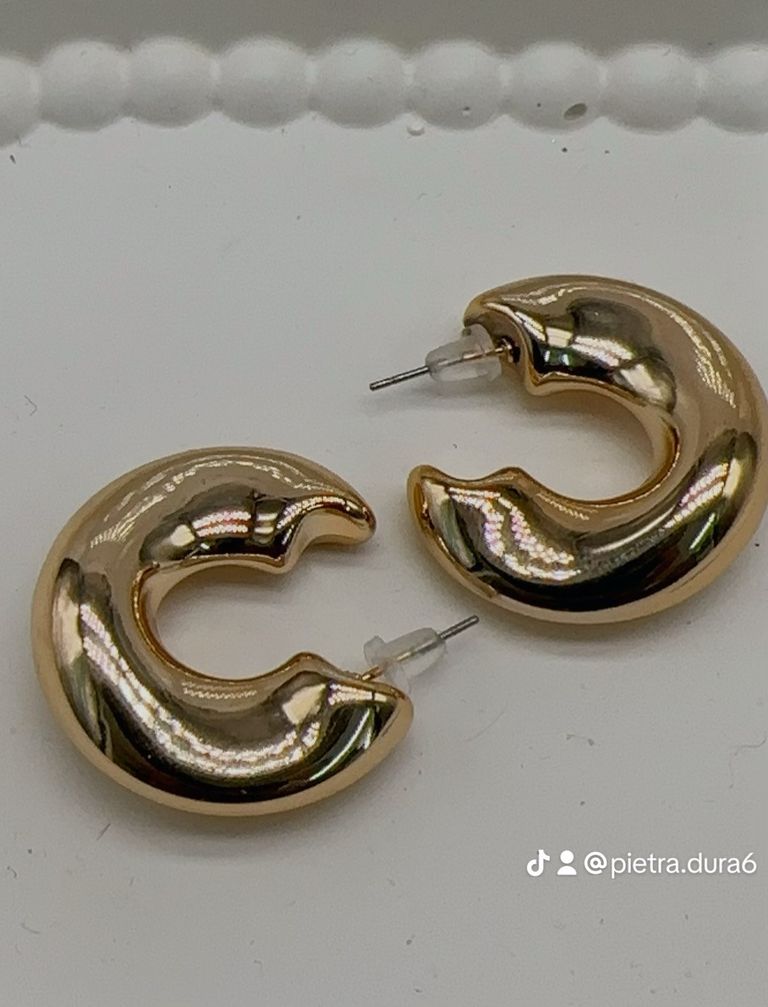 Gold C Hoop Earrings