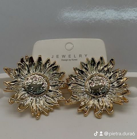 Gold Sunburst Stud Earrings