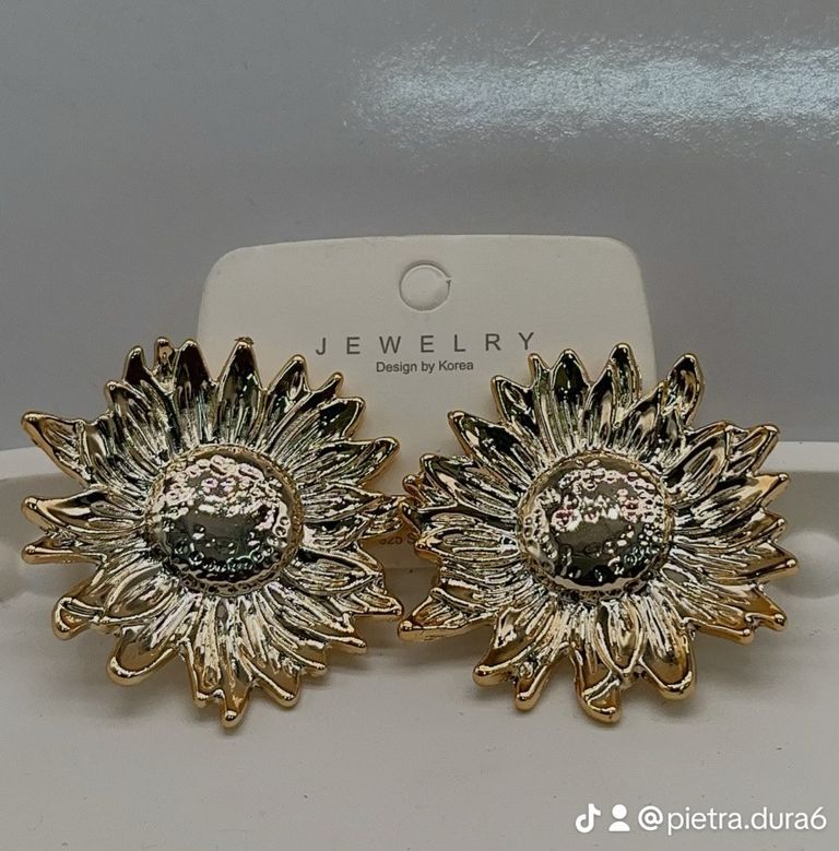 Gold Sunburst Stud Earrings