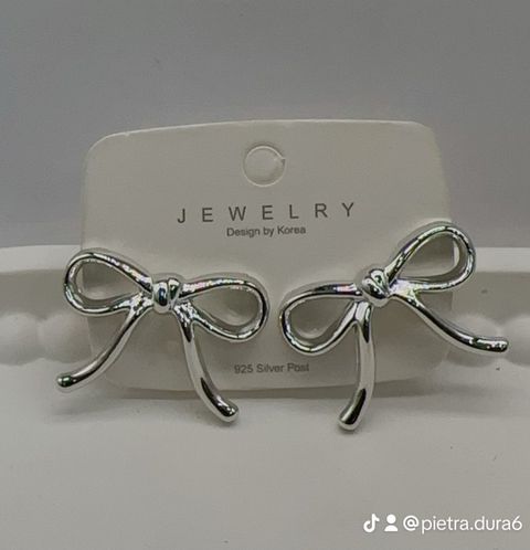 Silver Bow Stud Earrings