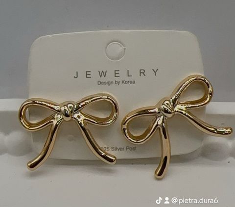 Gold Bow Stud Earrings Large
