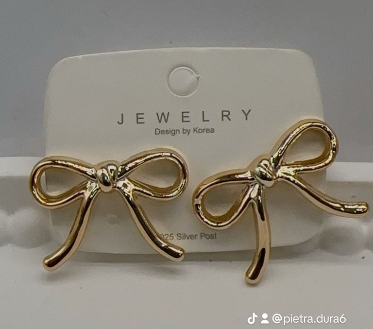 Gold Bow Stud Earrings Large
