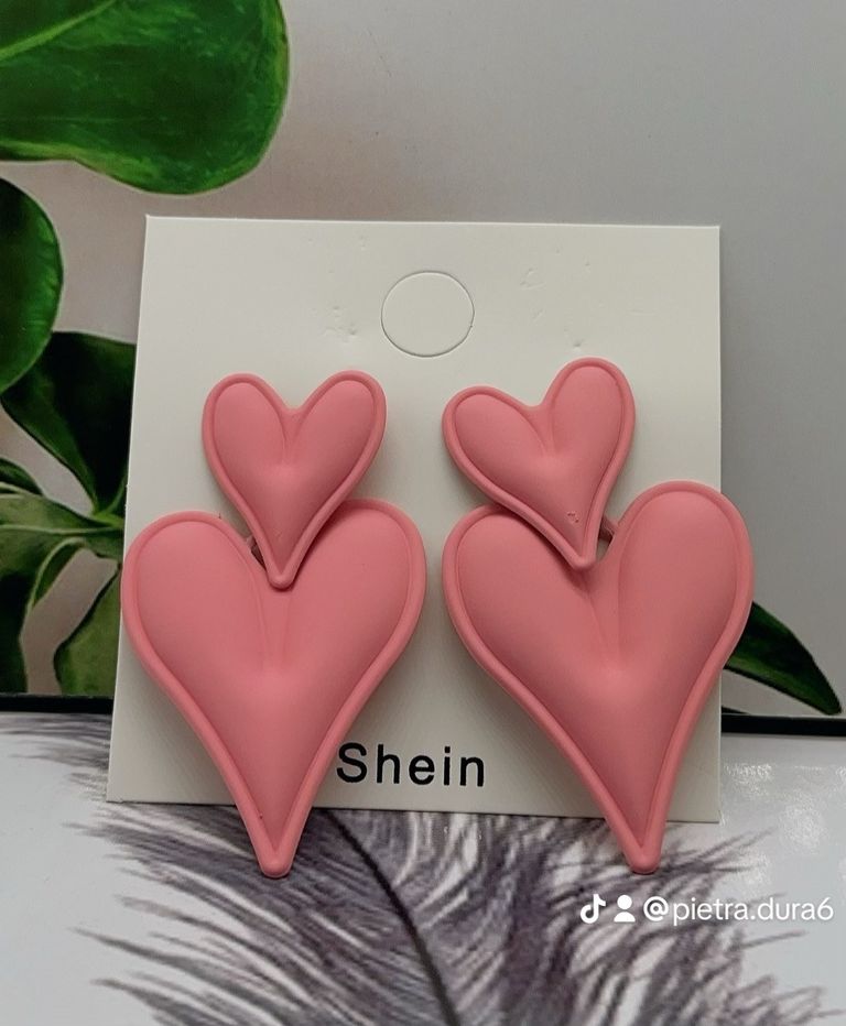 Pink Heart Drop Earrings