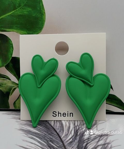 Green Heart Drop Earrings