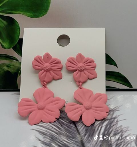 Pink Flower Drop Earrings