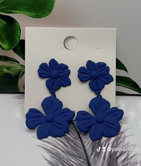 Blue Flower Drop Earrings