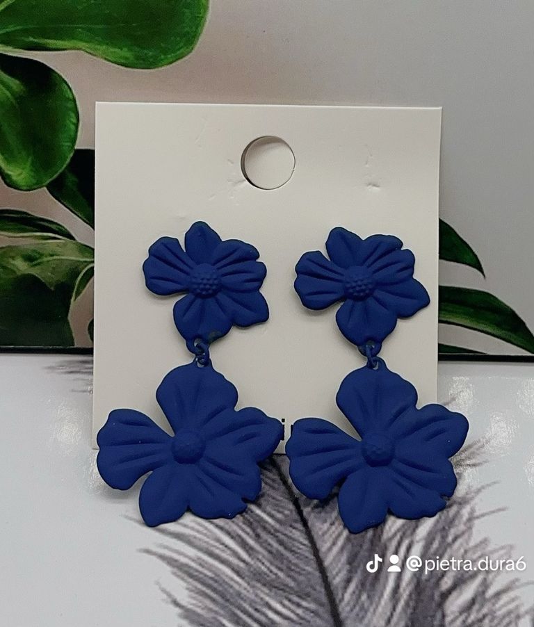 Blue Flower Drop Earrings