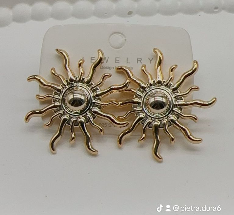 Gold Sunburst Stud Earrings Large