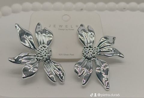 Silver Floral Stud Earrings