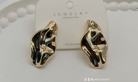 Gold Organic Stud Earrings