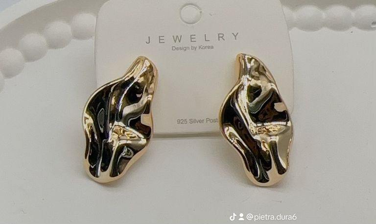 Gold Organic Stud Earrings
