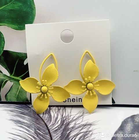 Yellow Flower Hoop Earrings