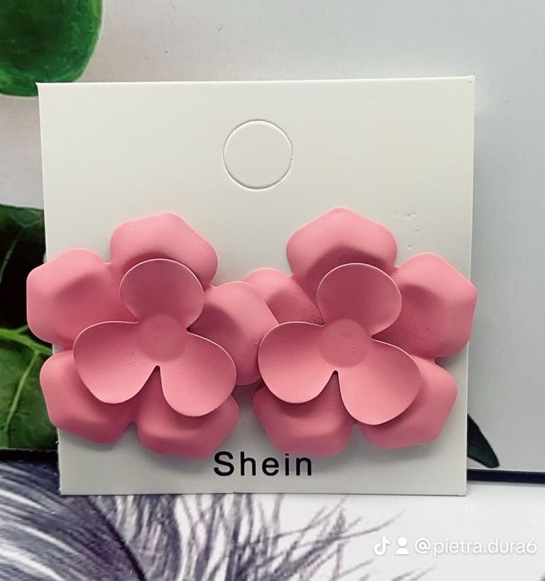 Pink Flower Stud Earrings
