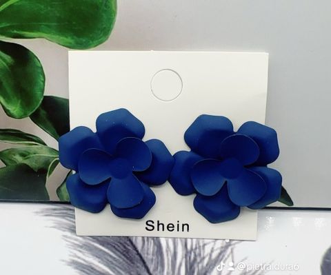 Blue Flower Stud Earrings Large