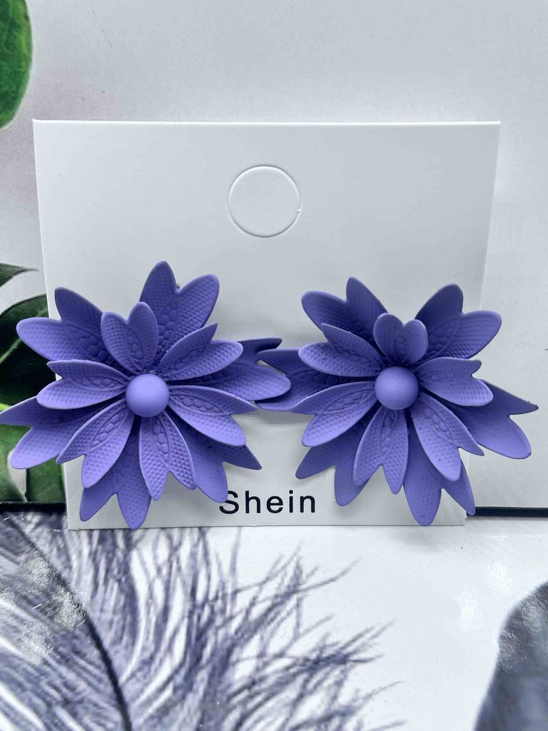 Purple Daisy Stud Earrings