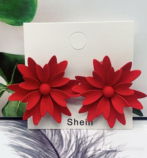 Bright Red Daisy Stud Earrings