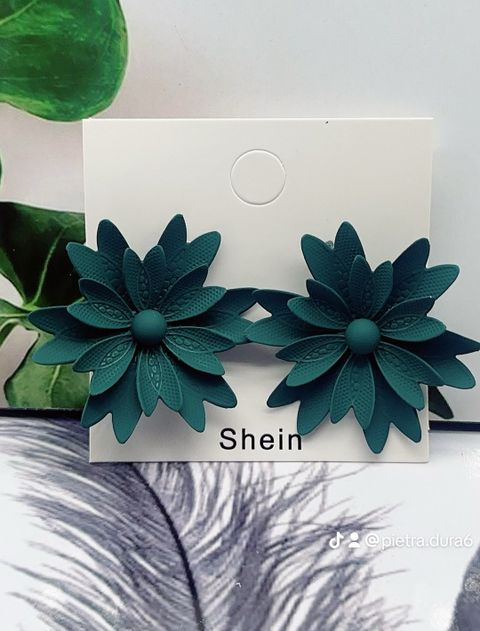 Dark Teal Daisy Stud Earrings