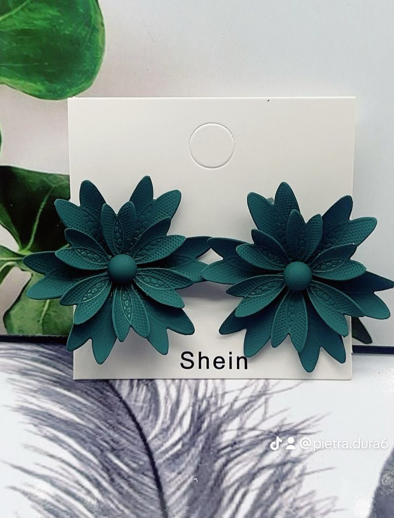 Dark Teal Daisy Stud Earrings