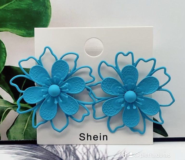 Aqua Flower Hoop Earrings