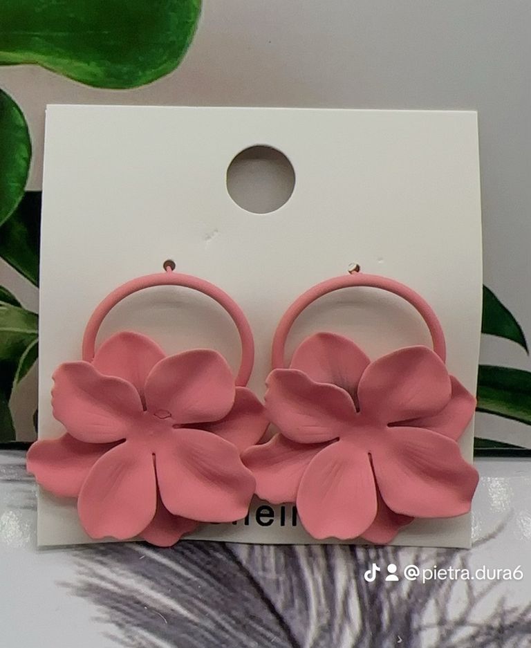 Blush Pink Flower Hoop Earrings