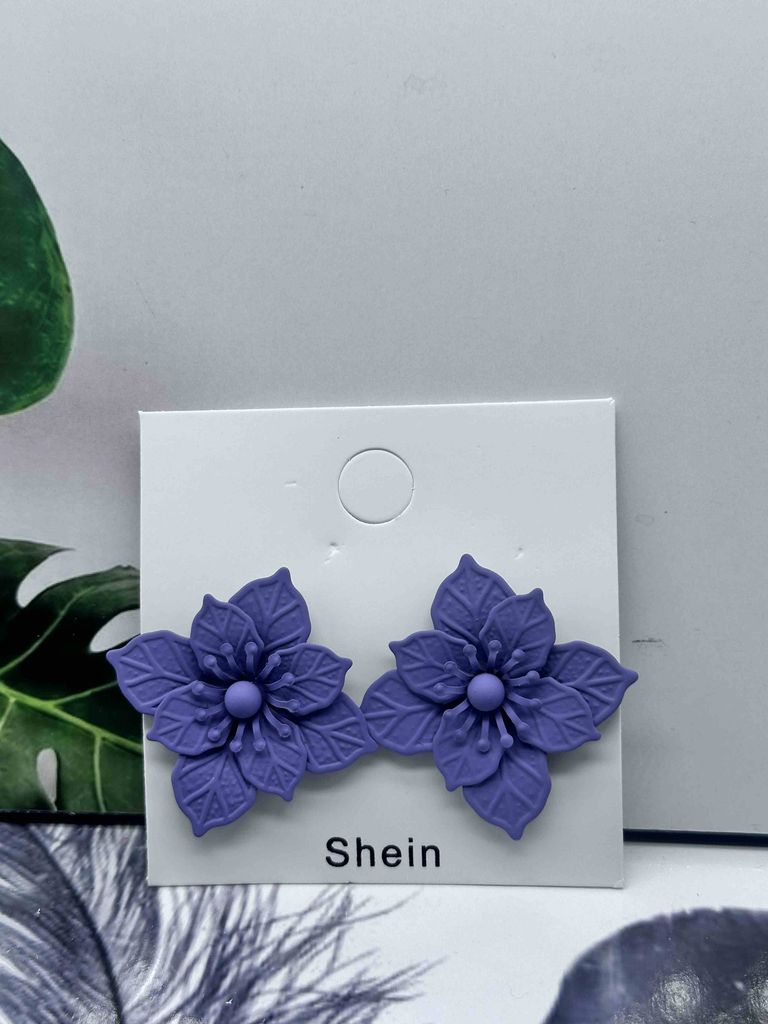 Purple Flower Stud Earrings Small