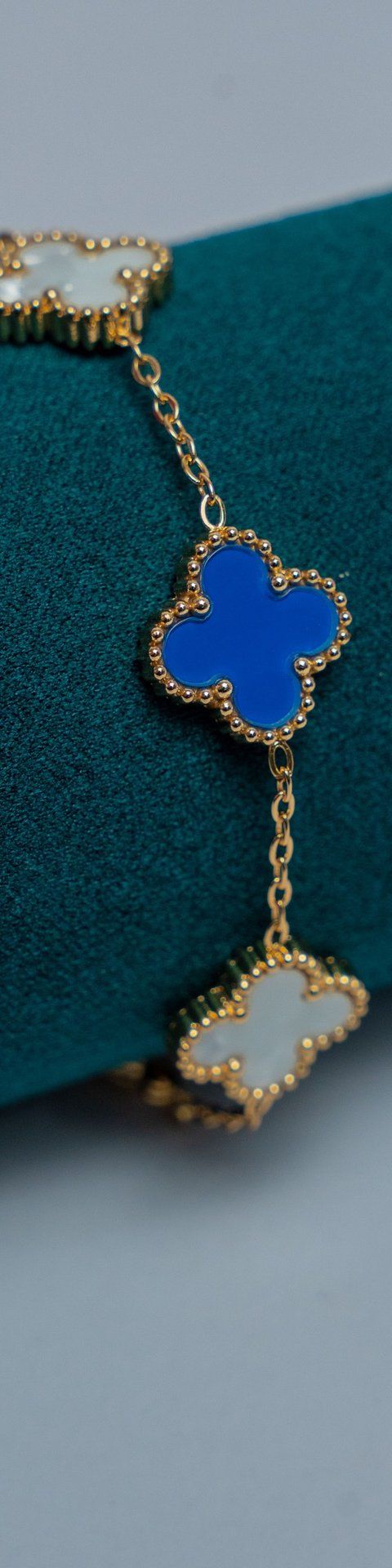 Blue Gold-Tone Van Cleef Beaded Bracelet