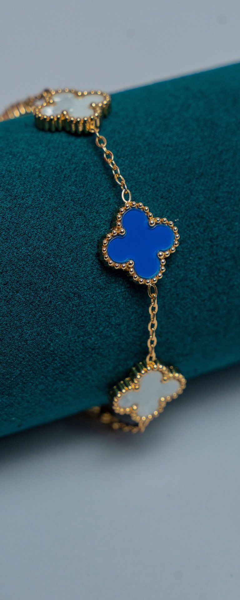 Blue Gold-Tone Van Cleef Beaded Bracelet