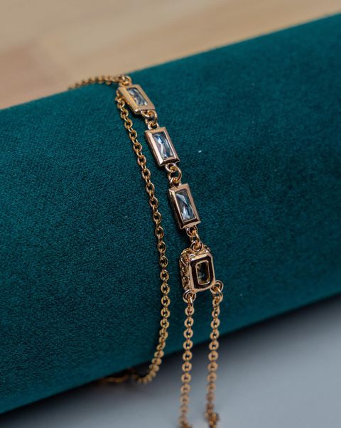 Gold-Tone Baguette Crystal Chain Bracelet