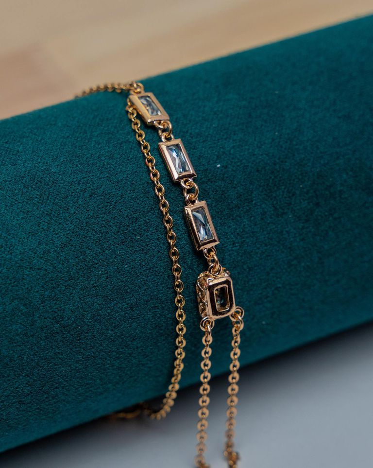 Gold-Tone Baguette Crystal Chain Bracelet